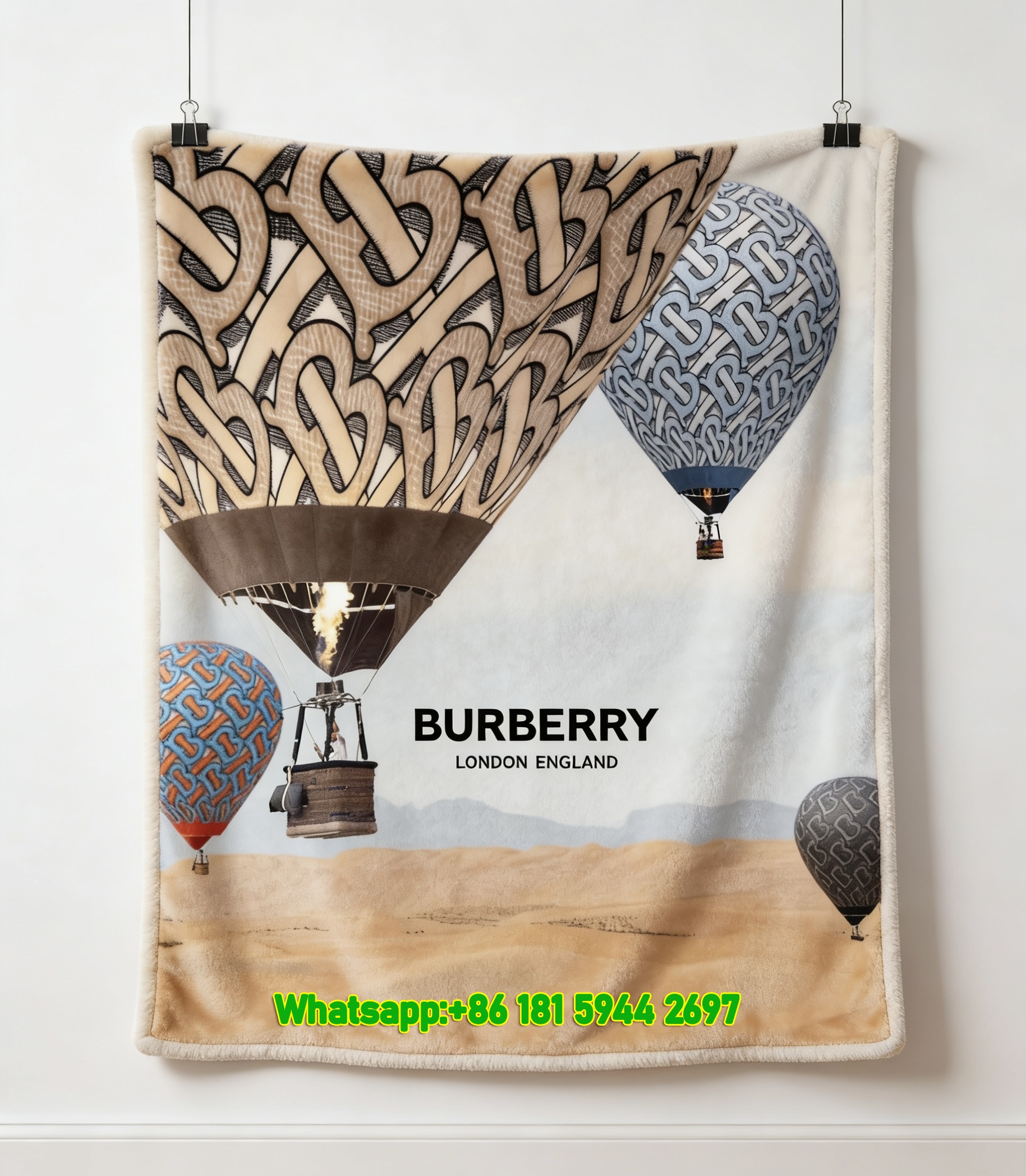 Burberry Hot Air Balloon Print Flannel Sofa Throw Blanket B207